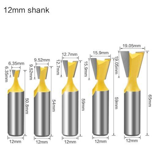 5pcs-12mm-Shank-Dovetail-Joint-Router-Bits