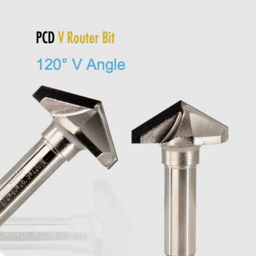 PCD-V-Router-Bit-1-2-Shank-Diamond-T-Slot-Tools-Cabinet-120-Degrees-Diamond-Wood