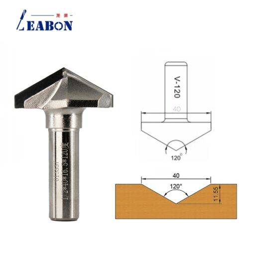 PCD-V-Router-Bit-1-2-Shank-Diamond-T-Slot-Tools-Cabinet-120-Degrees-Diamond-Wood