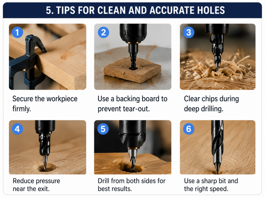 Tips for Drilling Clean Holes in Wood